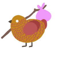 A ochre and red chicken with a lace pattern