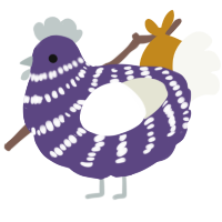 A overcast and white chicken with a bar pattern