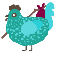 A turquoise and aqua chicken with a speckle pattern