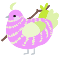 A lavender and apple chicken with a bar pattern