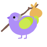 A lilac and lime chicken with a neck-band pattern