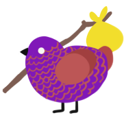 A violet and red chicken with a lace pattern