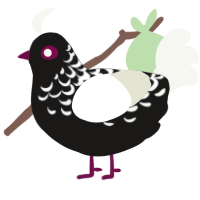 A sable and white chicken with a half-lace pattern