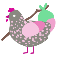 rosemary, a ash and pink chicken with a speckle pattern