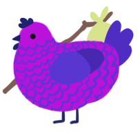 A amethyst and indigo chicken with a lace pattern