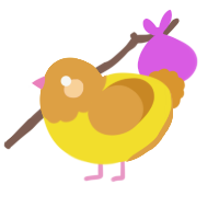 A yellow and orange chicken with a head pattern