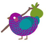 A plum and teal chicken with a lace pattern