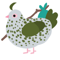 A mist and olive chicken with a speckle pattern