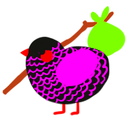 A black and plum chicken with a lace pattern