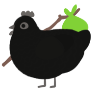 A black chicken with a lace pattern