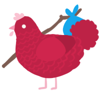 A crimson chicken with a lace pattern