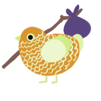 A orange and apple chicken with a lace pattern