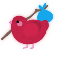 A crimson chicken with a lace pattern