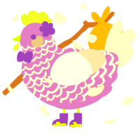 A blurple and silver chicken with a lace pattern