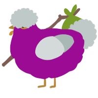 A plum and silver chicken