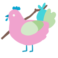 A pink and gluppy chicken