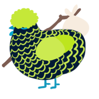 A tumblr and lime chicken with a lace pattern