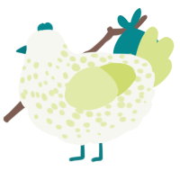 A white and lemon chicken with a speckle pattern