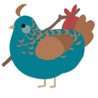 A sea and brown chicken with a half-lace pattern