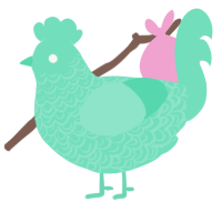 A mint chicken with a double-lace pattern