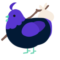 A tumblr and indigo chicken with a bar pattern