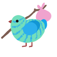 A mint and sky chicken with a bar pattern