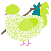 A white and lime chicken with a double-lace pattern