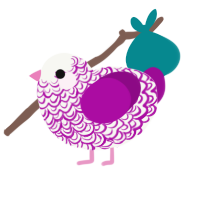 A white and plum chicken with a double-lace pattern