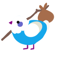 A sky and white chicken with a head pattern