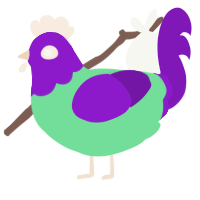 A spring and violet chicken with a head pattern