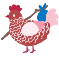 A red and rose chicken with a lace pattern