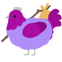 A lilac and plum chicken with a head pattern