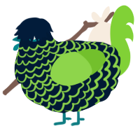 A tumblr and grass chicken with a lace pattern
