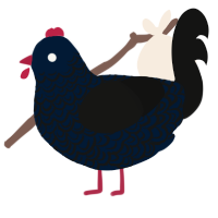 A tumblr and black chicken with a double-lace pattern