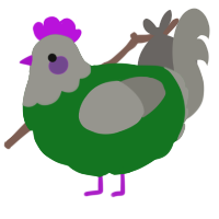 A leaf and ash chicken with a head pattern