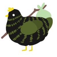A sable and olive chicken with a bar pattern