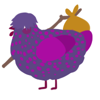 A overcast and plum chicken with a speckle pattern