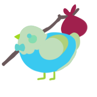 A aqua and lemon chicken with a head pattern