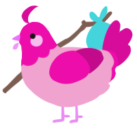 A pink and fuchsia chicken with a head pattern