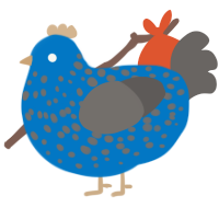 A sapphire and grey chicken with a speckle pattern