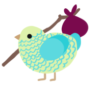 A apple and aqua chicken with a lace pattern