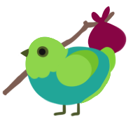 A turquoise and grass chicken with a head pattern