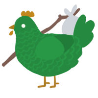 A viridian chicken with a lace pattern
