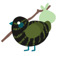A sable and olive chicken with a bar pattern