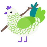 A white and grass chicken with a lace pattern