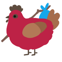 A crimson and brown chicken