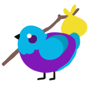 A violet and cerulean chicken with a head pattern