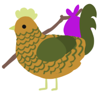A gold and olive chicken with a lace pattern