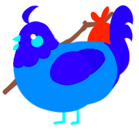 A sapphire and indigo chicken with a head pattern