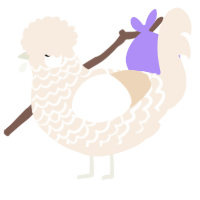 A cream chicken with a lace pattern